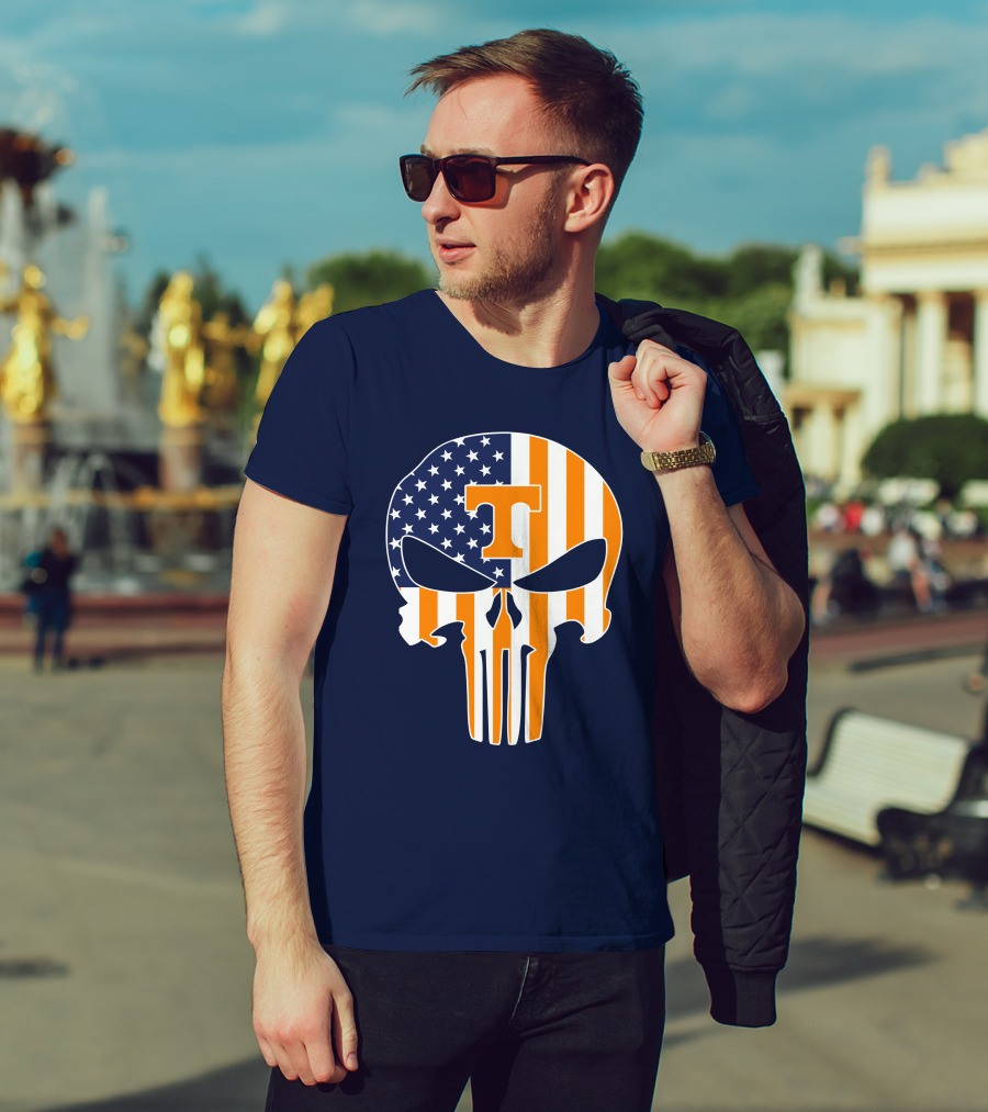 Tennessee Volunteers The Punisher American Flag Skull Icon T T-Shirt