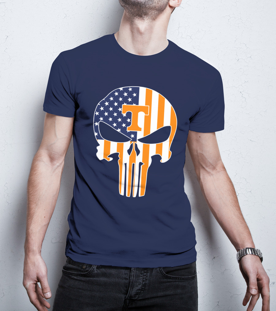 Tennessee Volunteers The Punisher American Flag Skull Icon T T-Shirt