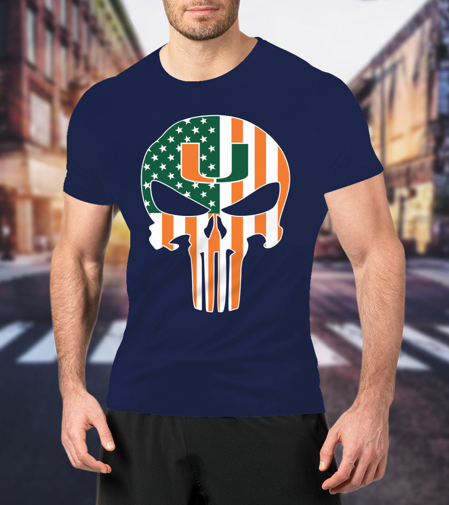Miami Hurricanes American Flag U The Punisher T-Shirt