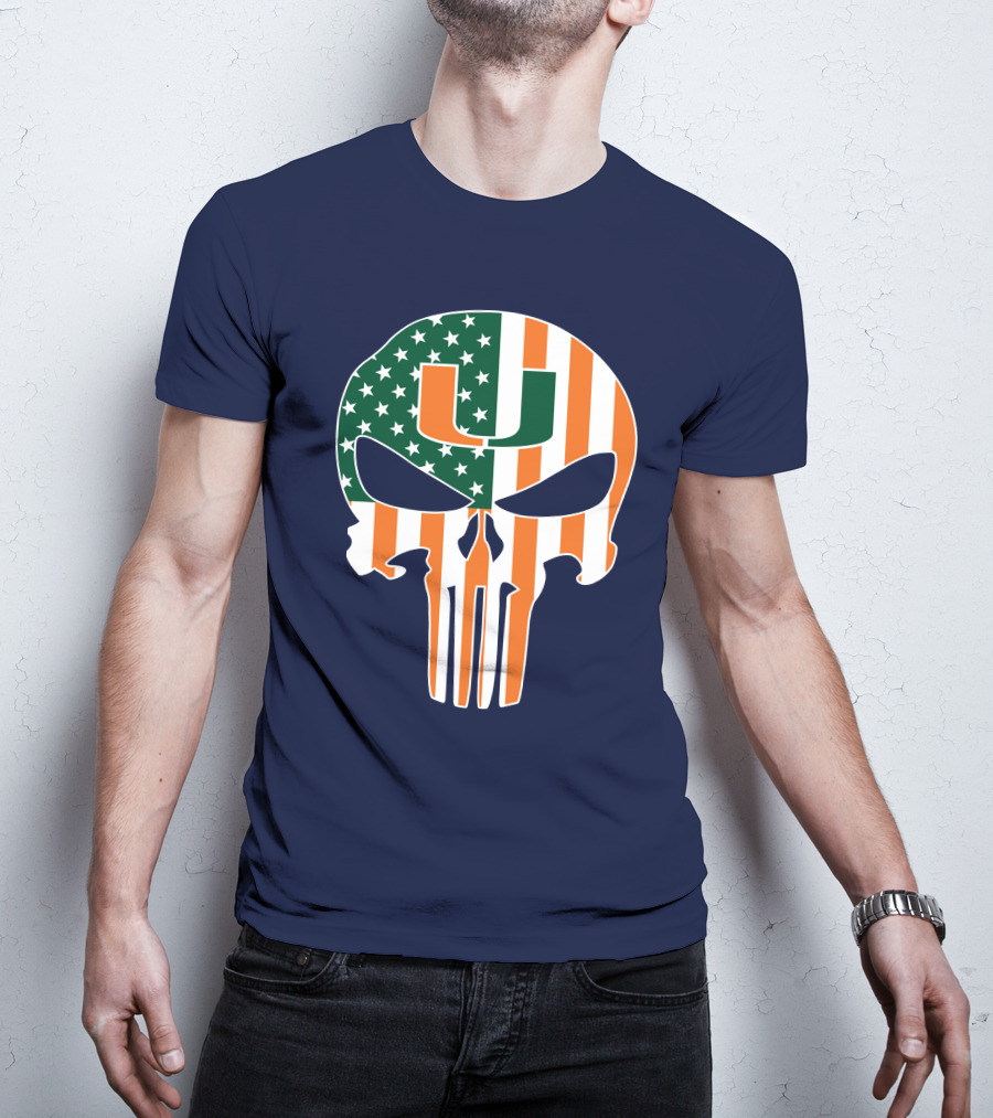 Miami Hurricanes American Flag U The Punisher T-Shirt