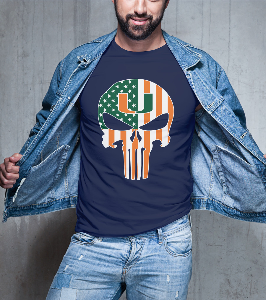 Miami Hurricanes American Flag U The Punisher T-Shirt