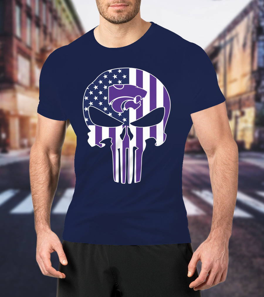 Kansas State Wildcats American Flag Punisher T-Shirt