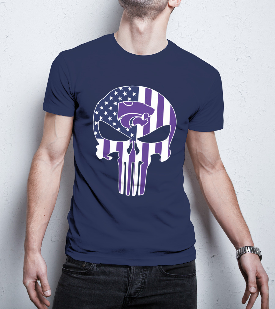 Kansas State Wildcats American Flag Punisher T-Shirt