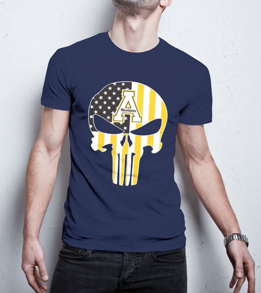 Appalachian State Mountaineers Punisher Skull American Flag T-Shirt