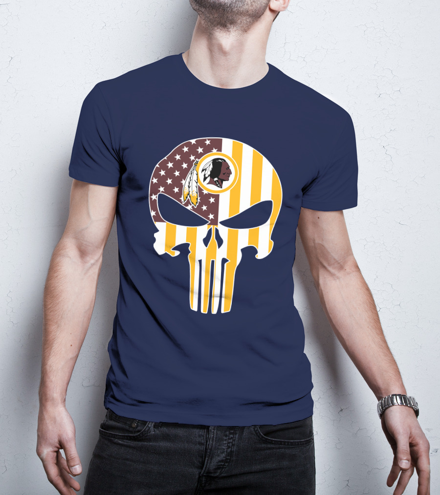 Washington Redskins Punisher Skull American Flag T-Shirt