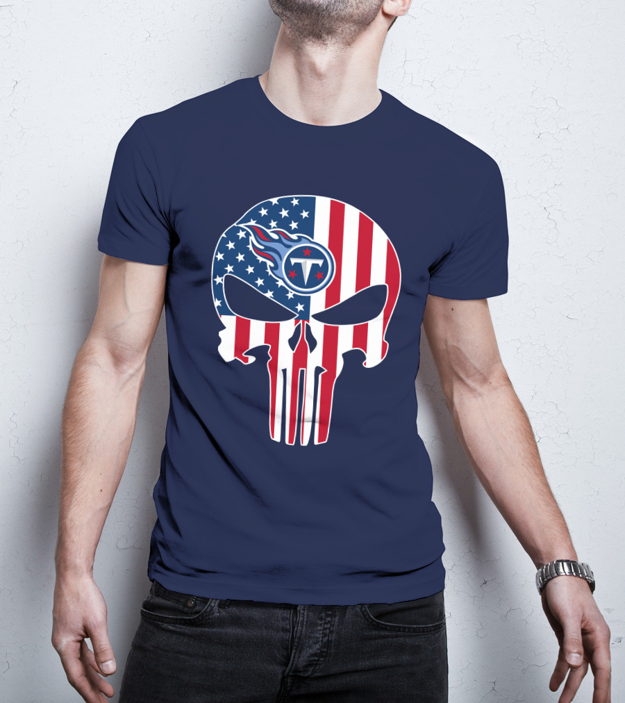 American Flag Tennessee Titans Punisher Skull T-Shirt