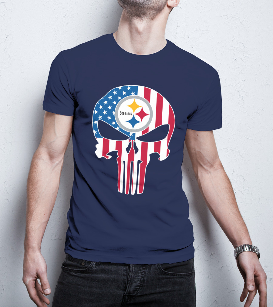 Pittsburgh Steelers The Punisher American Flag T-Shirt