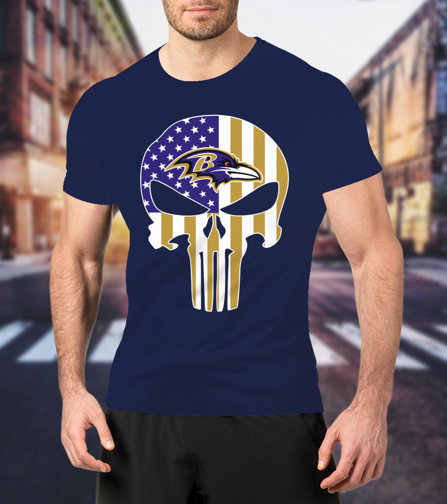 Baltimore Ravens Punisher American Flag T-Shirt