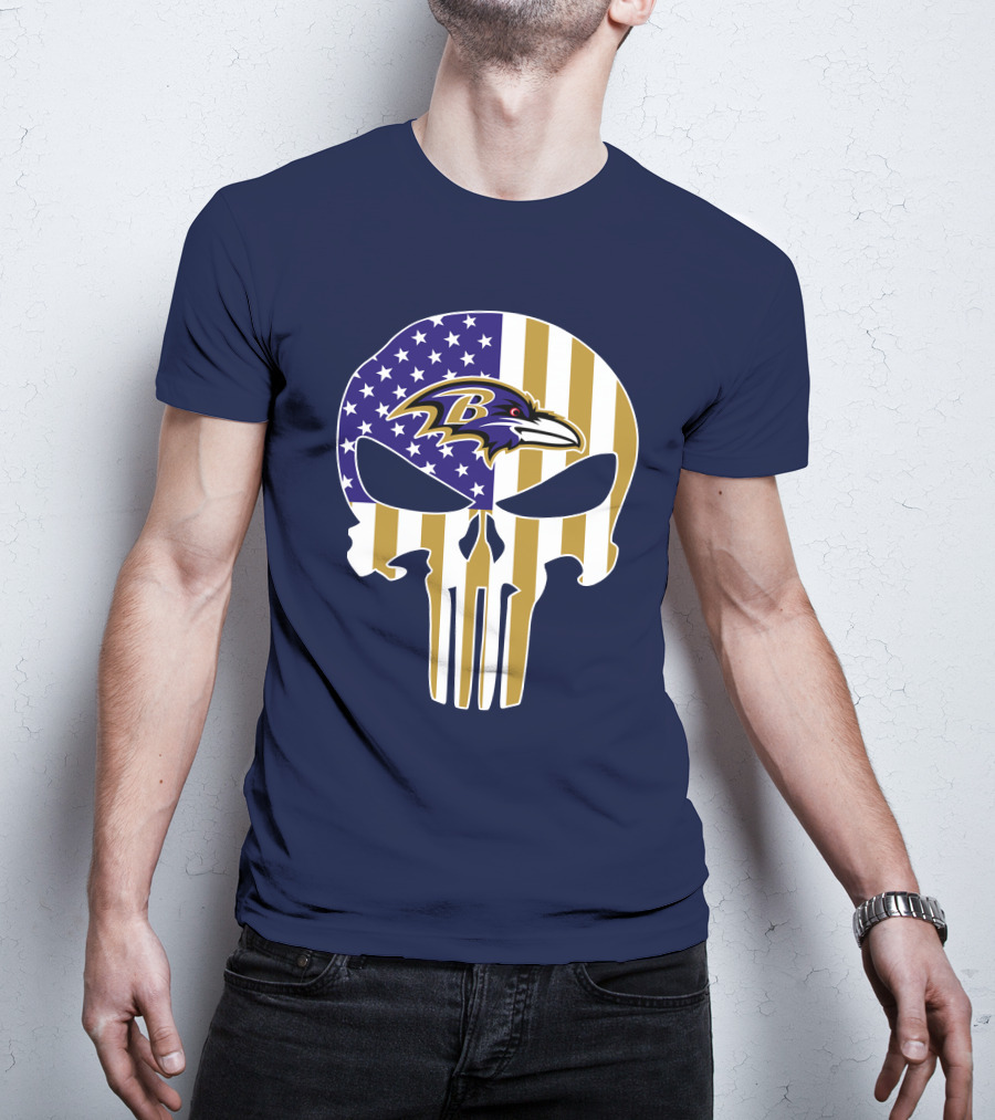 Baltimore Ravens Punisher American Flag T-Shirt