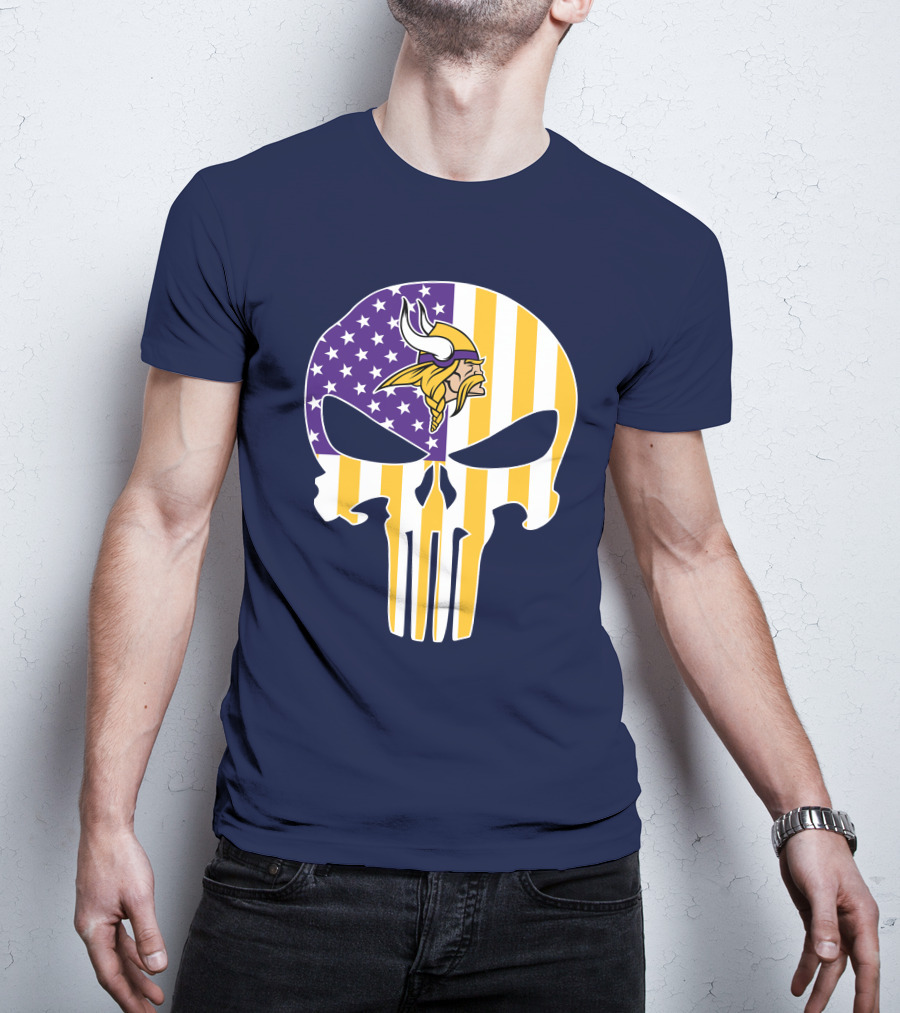 Vikings American Flag Skull Punisher T-Shirt