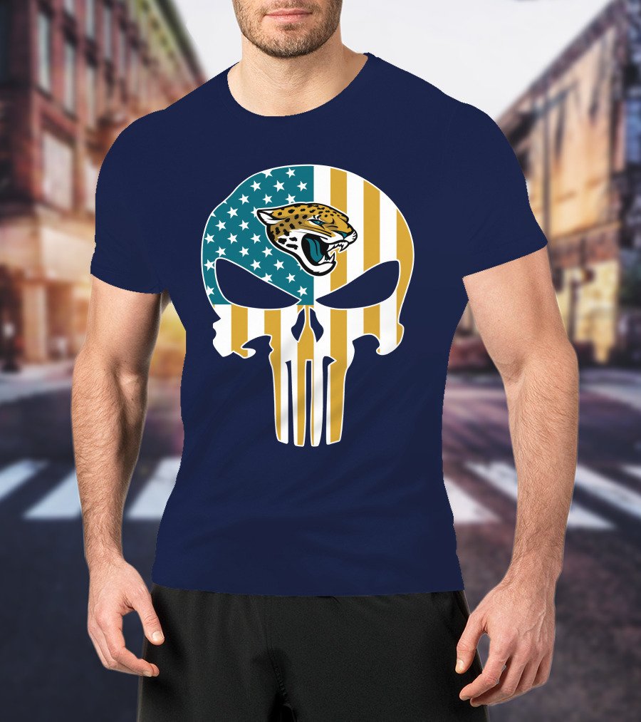 Jacksonville Jaguars The Punisher American Flag Logo 18 T-Shirt