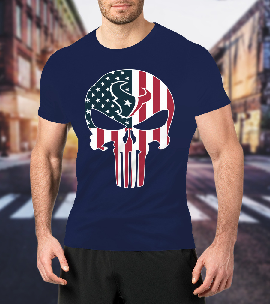 Houston Texans The Punisher American Flag T-Shirt