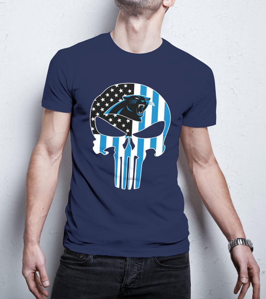 Carolina Panthers The Punisher American Flag T-Shirt
