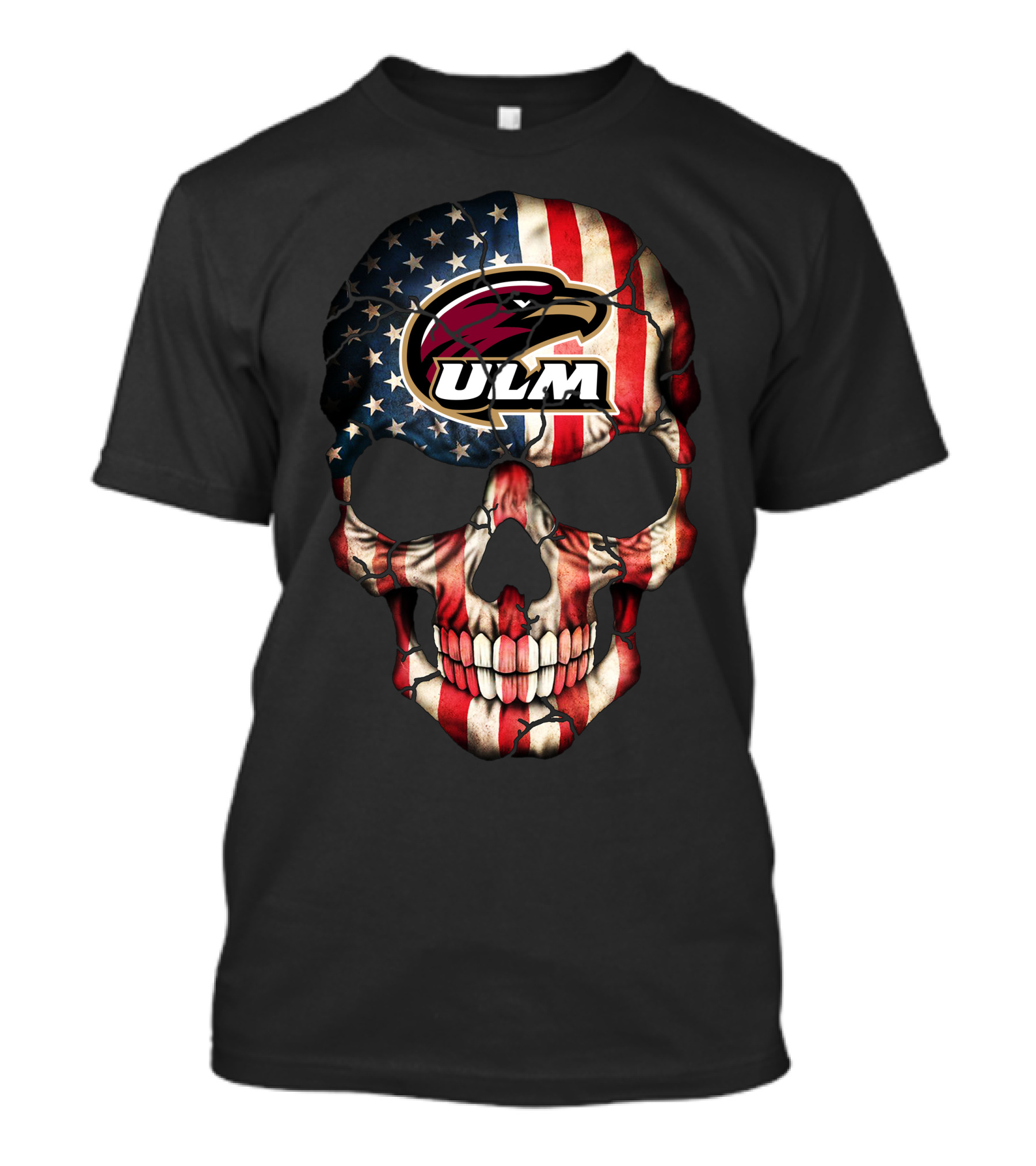 American Flag Skull Ulm Warhawks T-Shirt