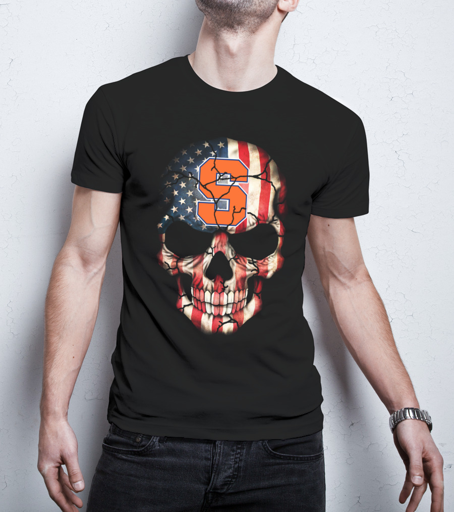 Syracuse Orange Skull American Flag T-Shirt
