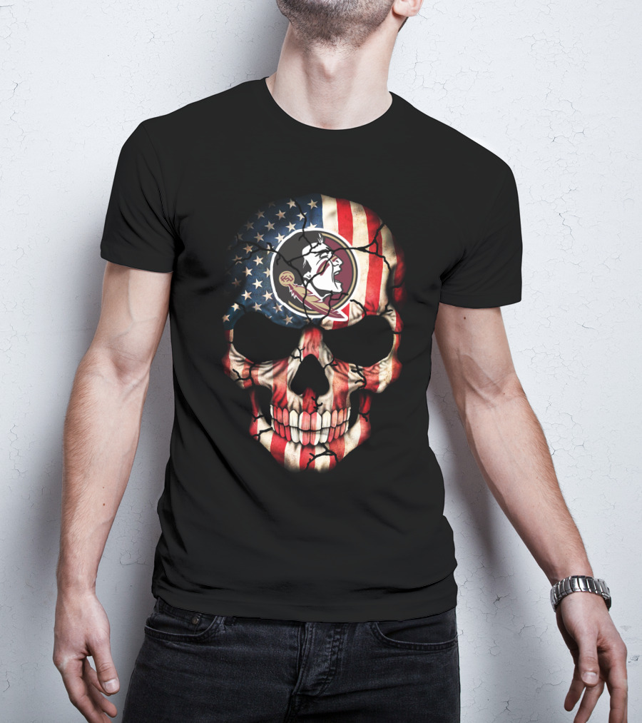 Florida State Seminoles Skull American Flag T-Shirt