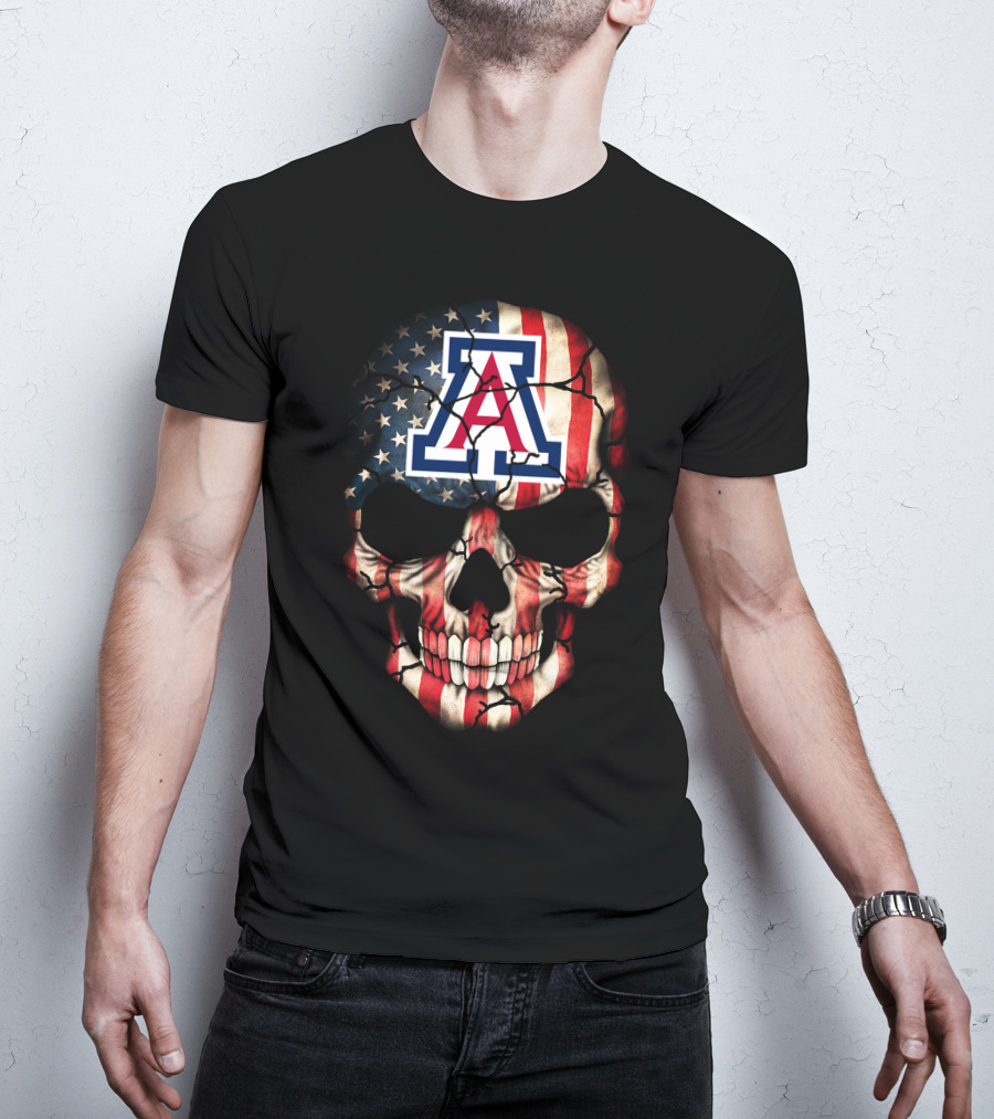 Arizona Wildcats American Flag Skull T-Shirt