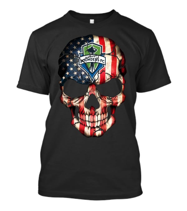 Seattle Sounders Fc American Flag Skull T-Shirt