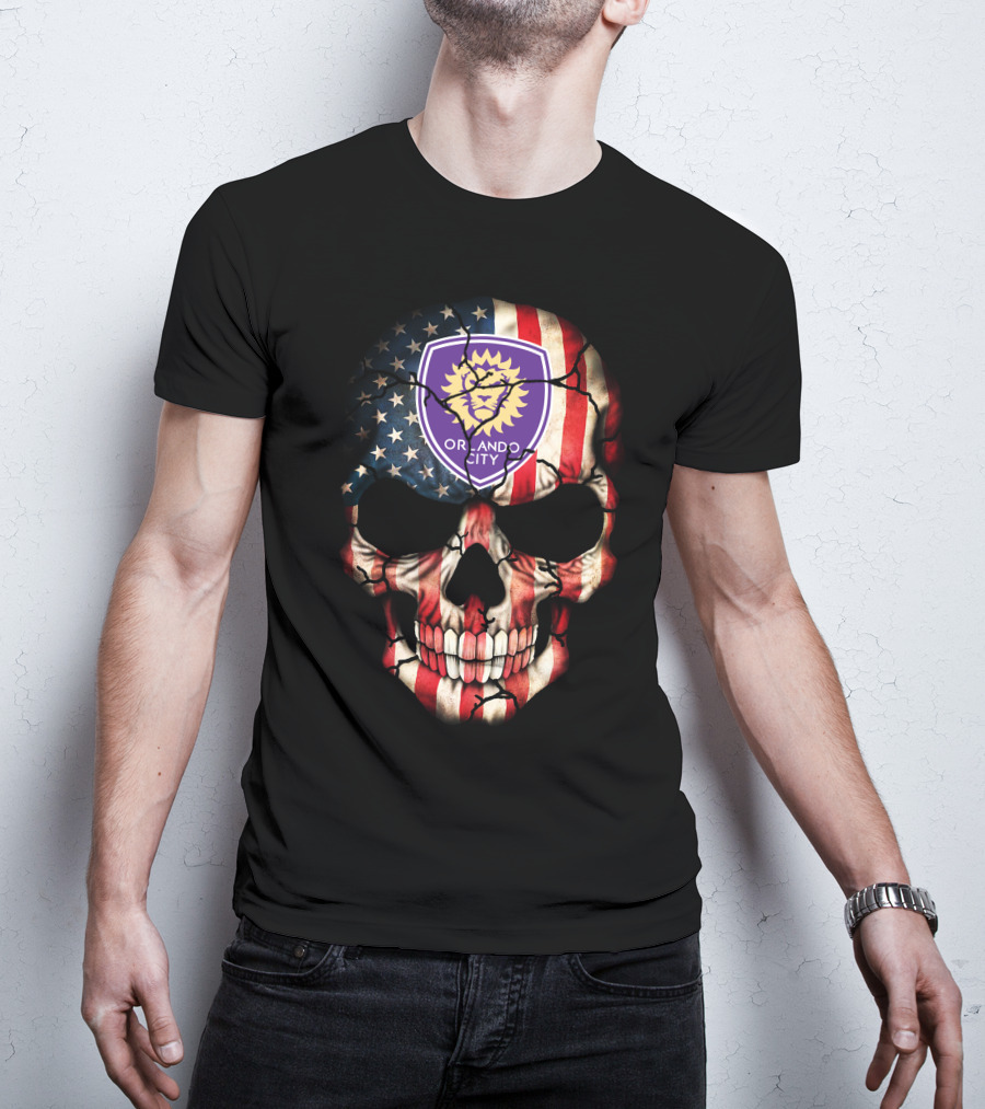 Orlando City Sc American Flag Skull T-Shirt