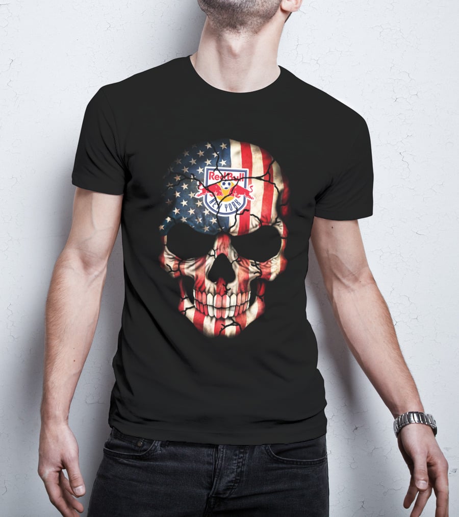 Red Bull New York American Flag Skull T-Shirt