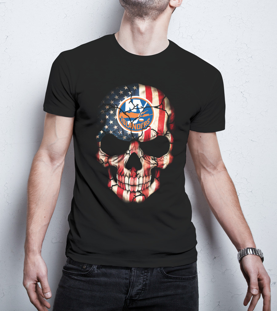 New York Islanders Skull American Flag T-Shirt