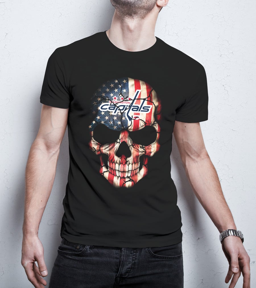 Washington Capitals American Flag Skull T-Shirt