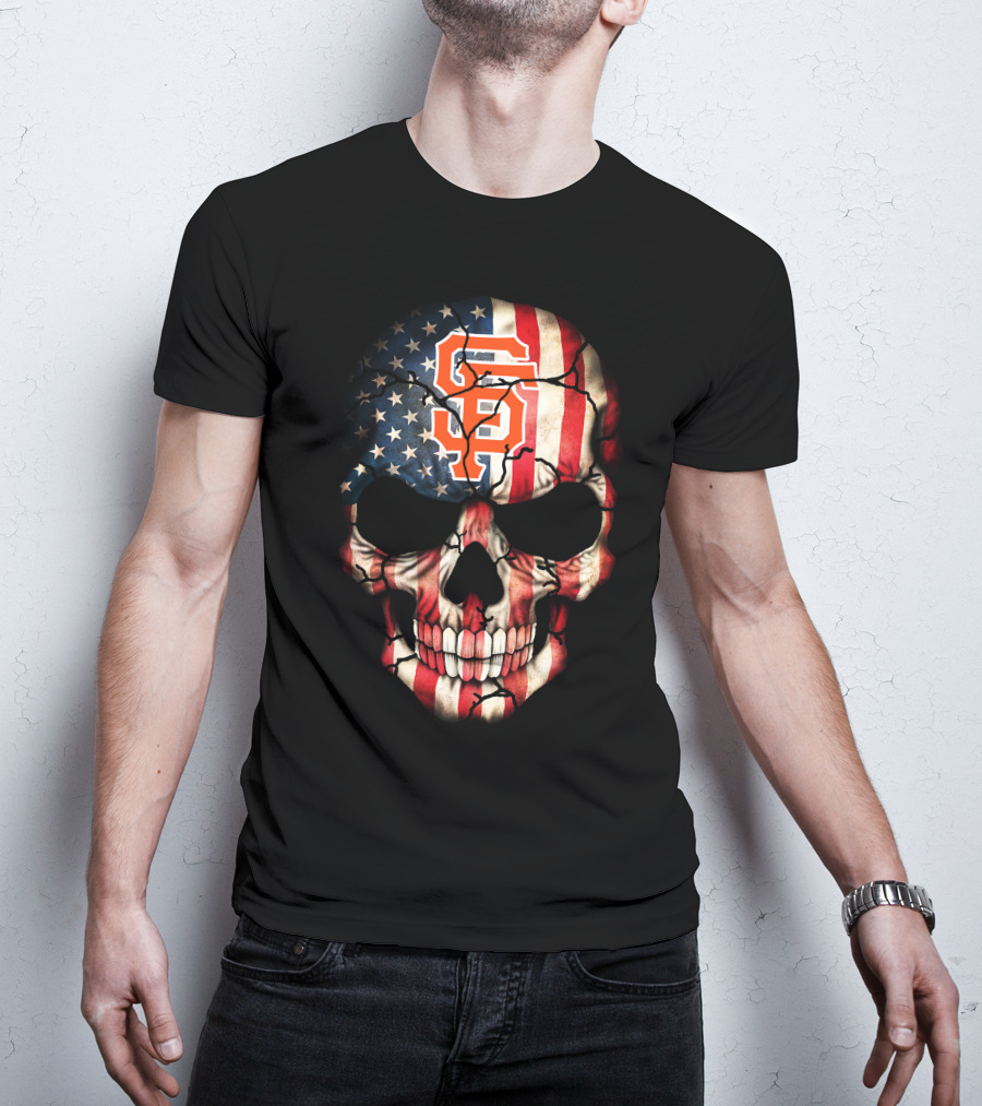 San Francisco Giants American Flag Skull T-Shirt