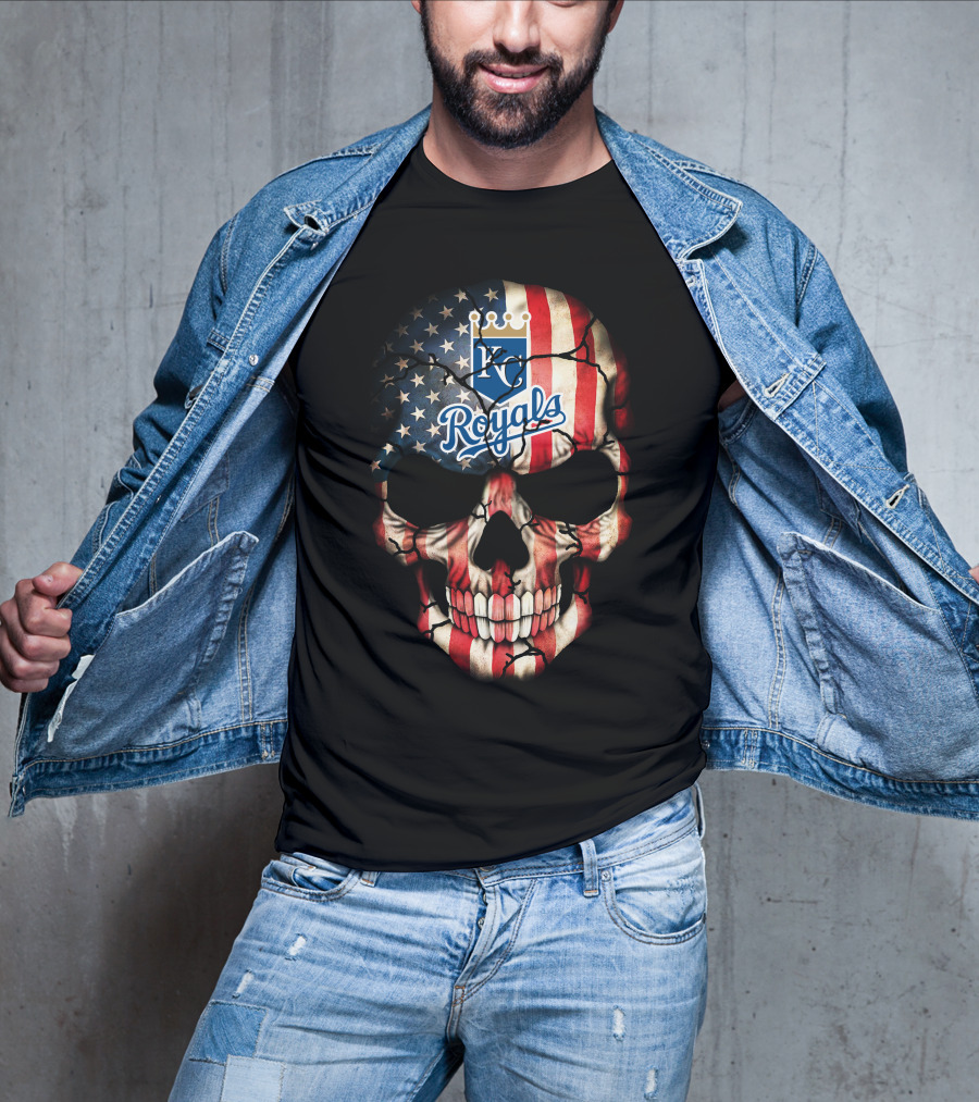Kansas City Royals American Flag Skull T-Shirt