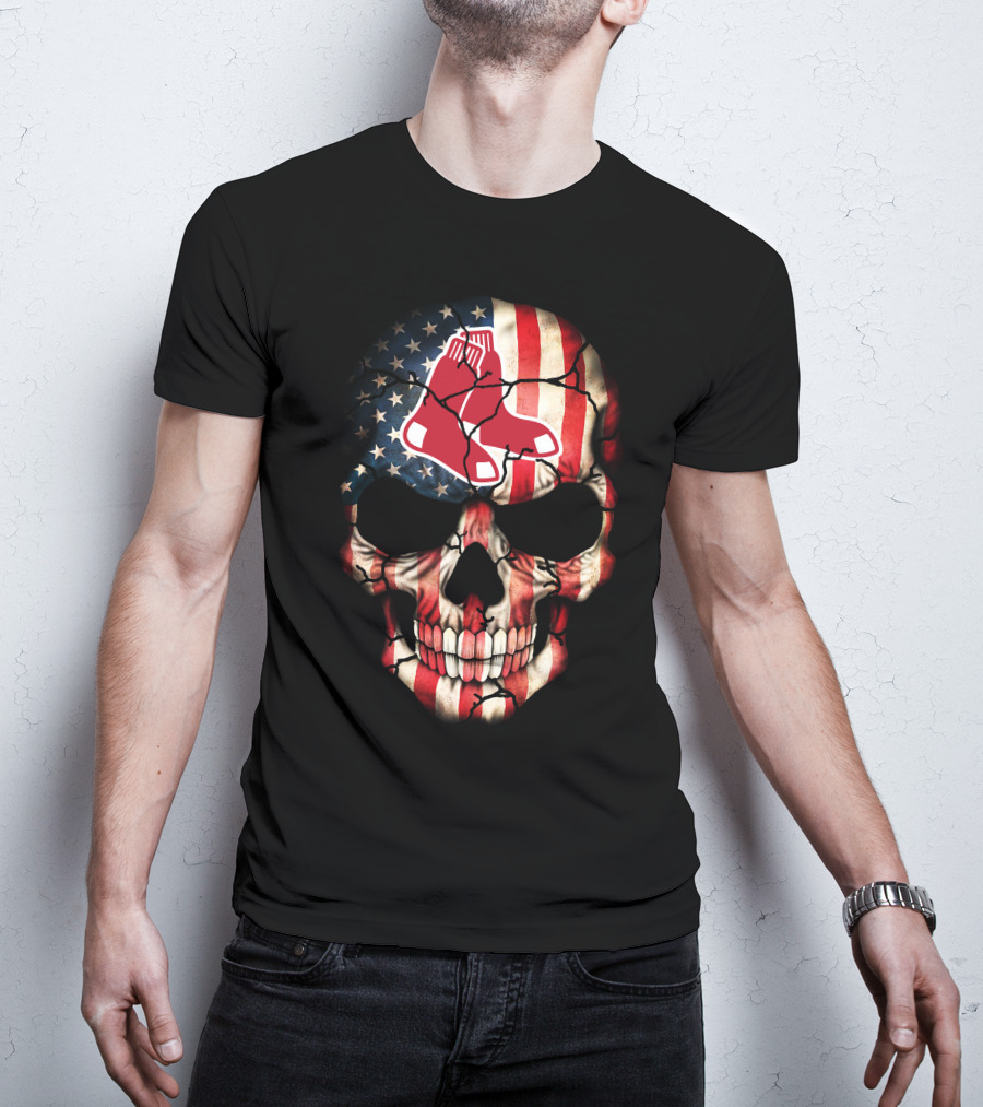 American Flag Skull Boston Red Sox 238 T-Shirt