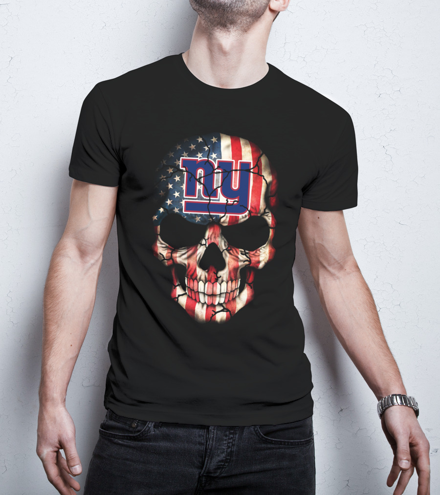 New York Giants American Flag Skull 250 T-Shirt