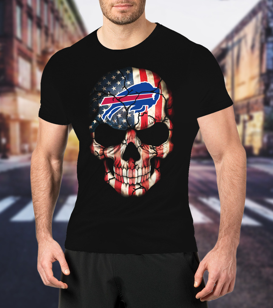 Buffalo Bills American Flag Skull 270 T-Shirt