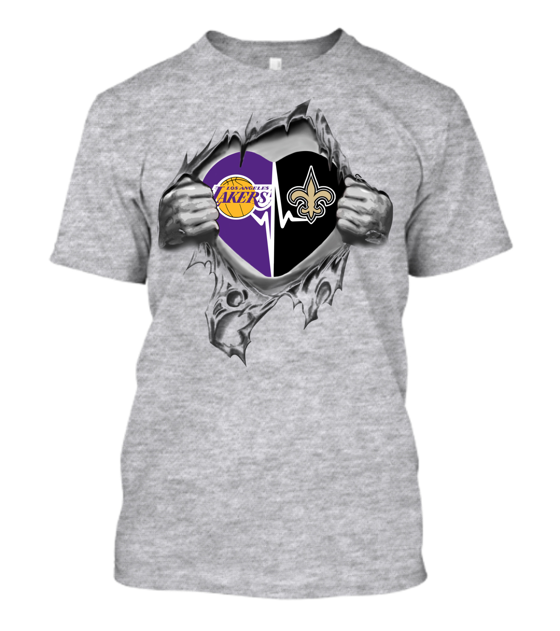 Los Angeles Lakers New Orleans Saints Heartbeat Passion T-Shirt