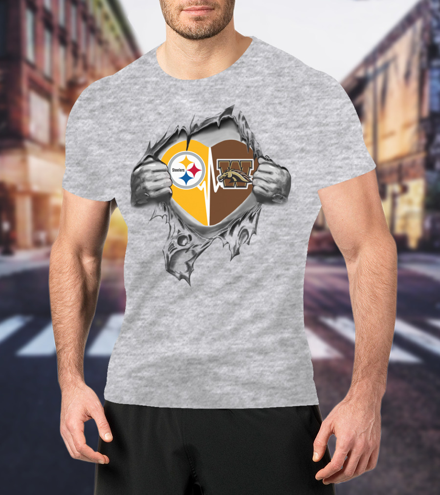 Steelers Western Michigan Broncos Heart Loyalty Fan T-Shirt