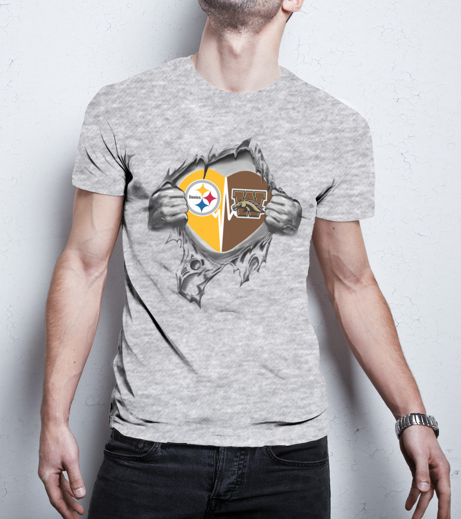 Steelers Western Michigan Broncos Heart Loyalty Fan T-Shirt