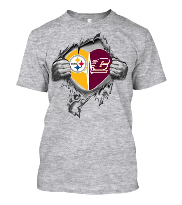 Steelers Central Michigan Chippewas Heart T-Shirt