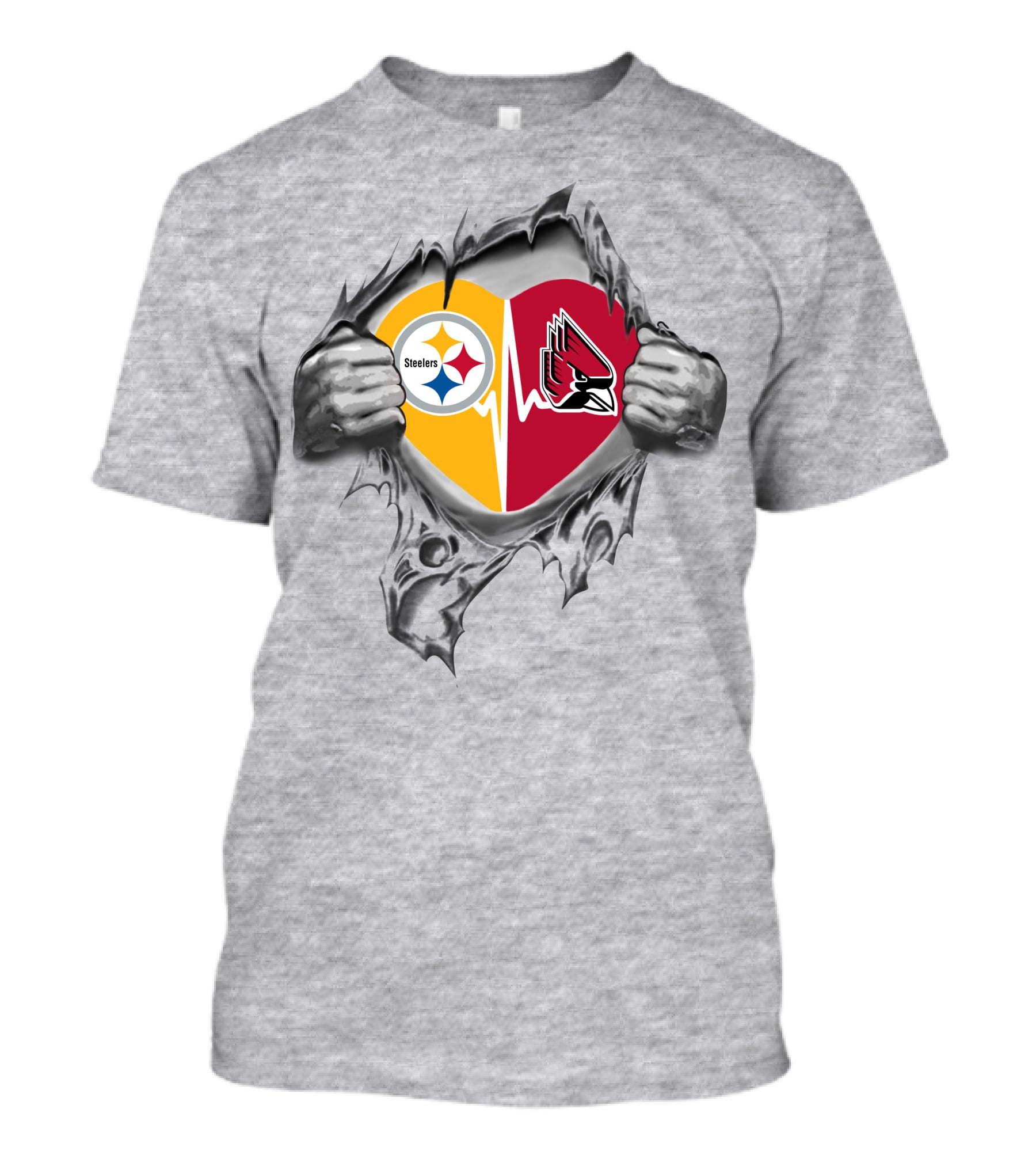 Steelers Ball State Cardinals Heartbeat Loyalty T-Shirt