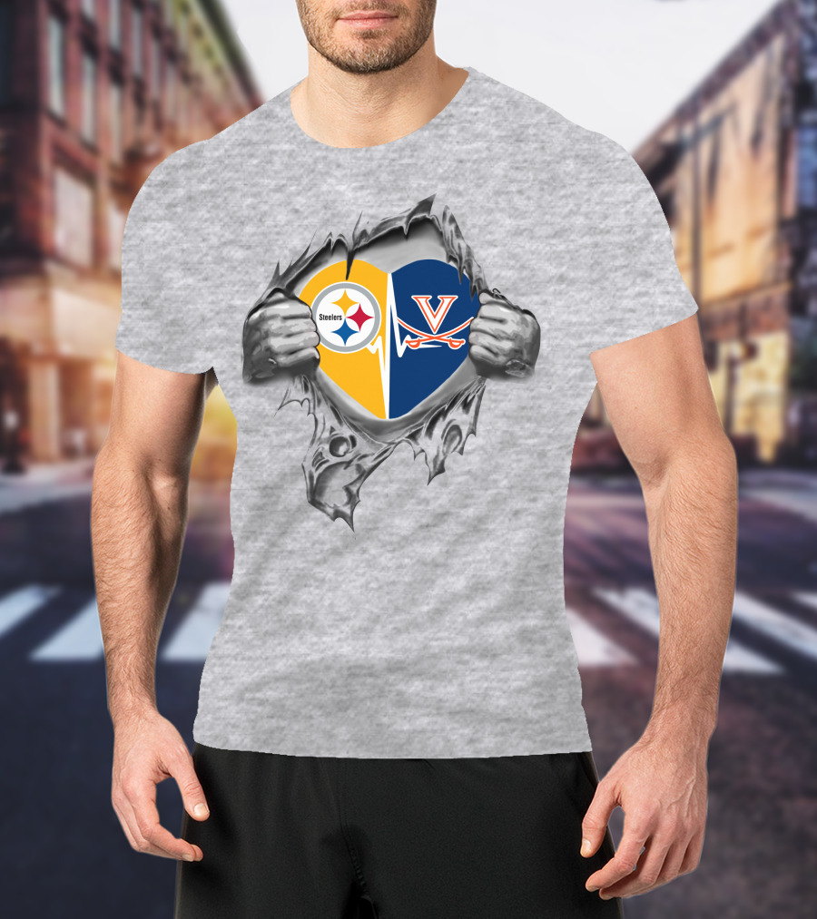 Steelers Virginia Cavaliers Heartburst Fusion T-Shirt