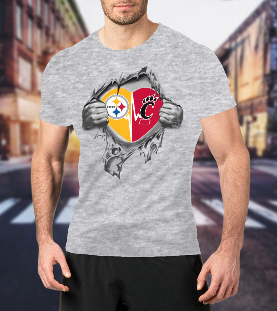Steelers Cincinnati Bearcats Heartbeat Fusion T-Shirt