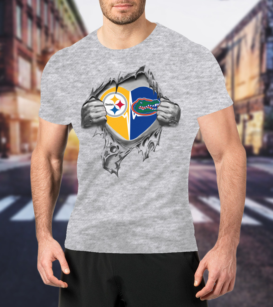 Steelers Florida Gators Heart Inside Rip T-Shirt