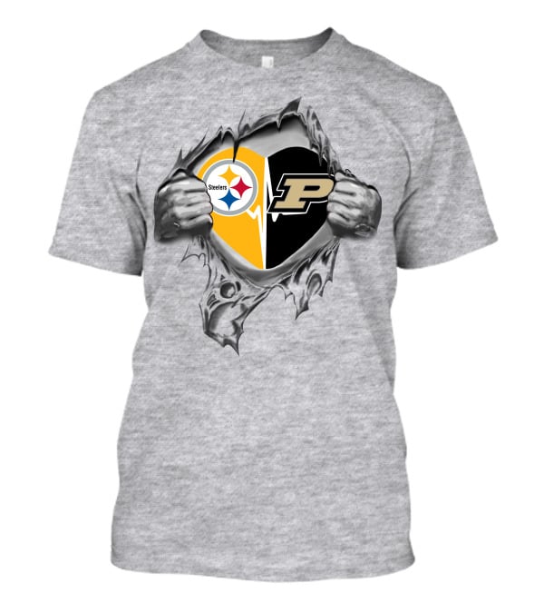 Steelers Purdue Boilermakers Heart Logo Fusion T-Shirt