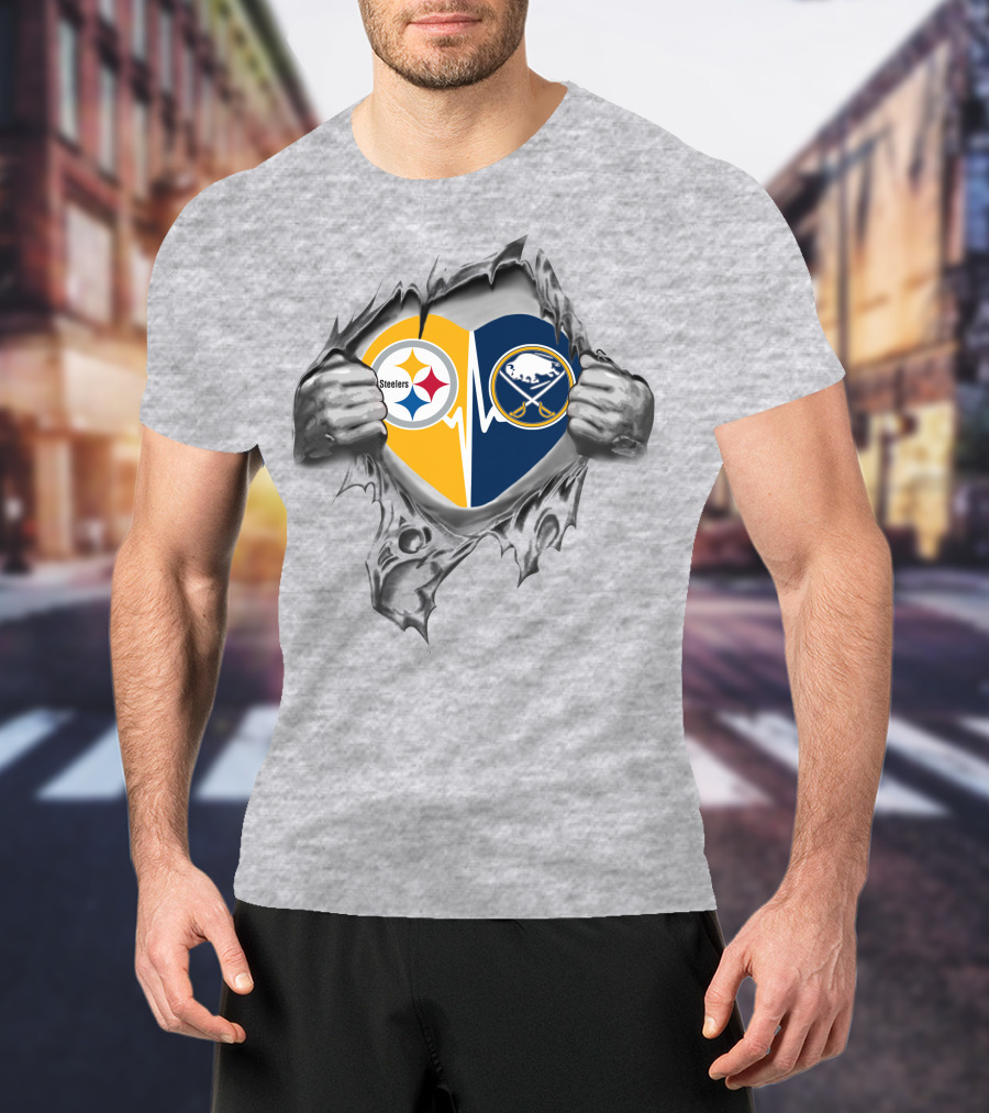 Steelers Buffalo Sabres Heartbeat Passion T-Shirt