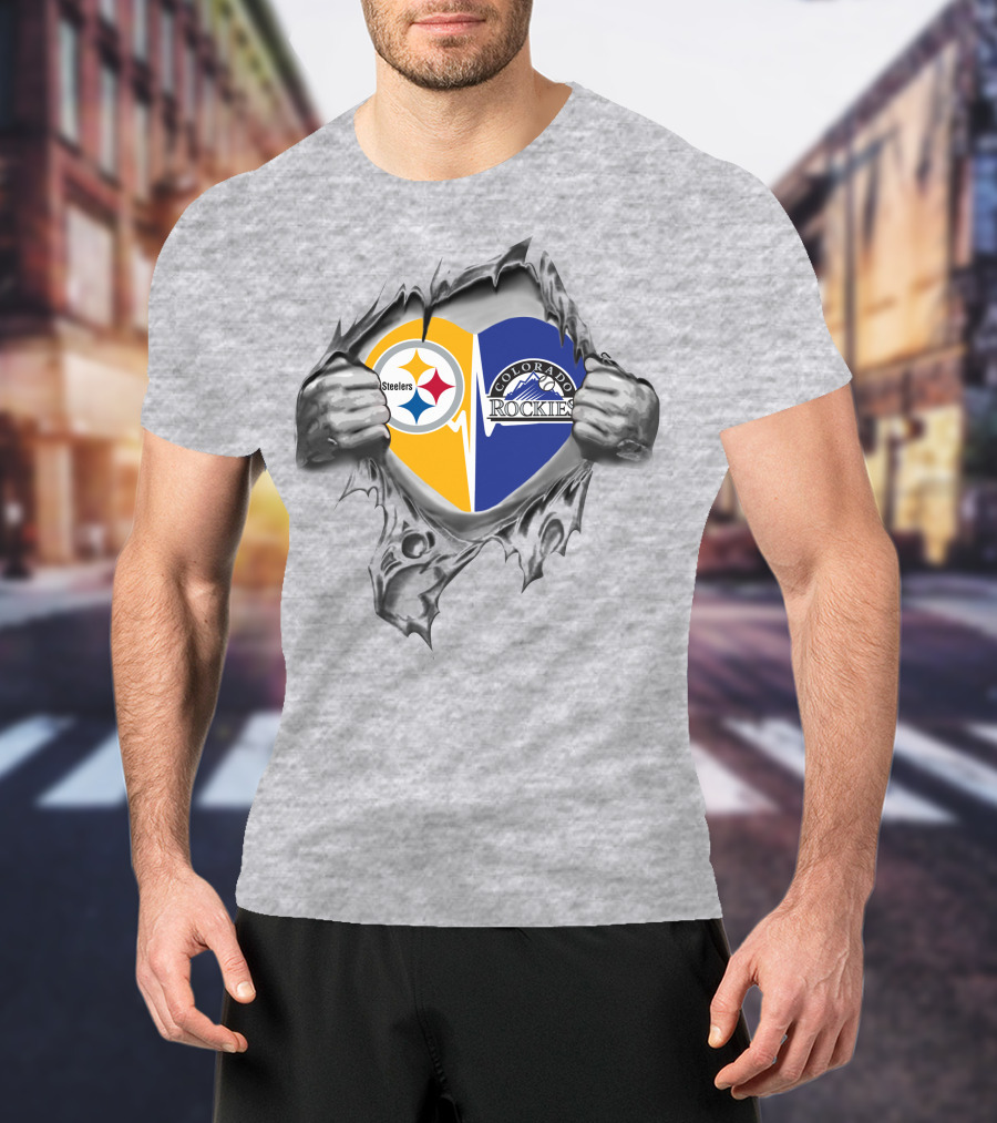 Steelers Colorado Rockies Heart Unveiling Passion T-Shirt