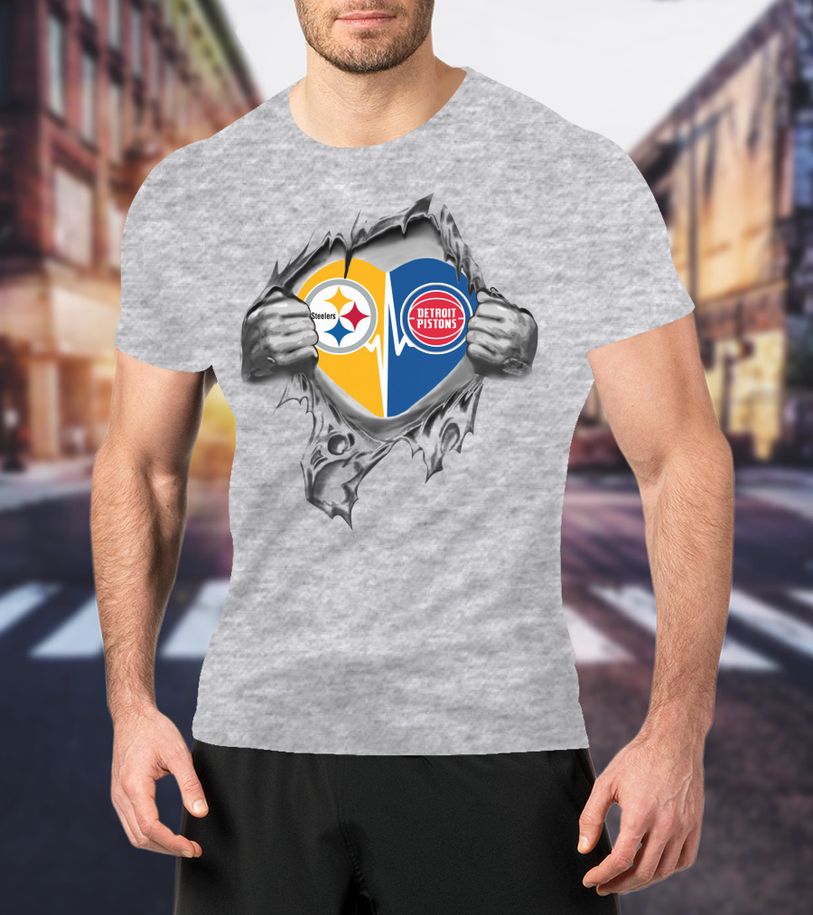 Steelers Detroit Pistons Heartbeat Loyalty T-Shirt