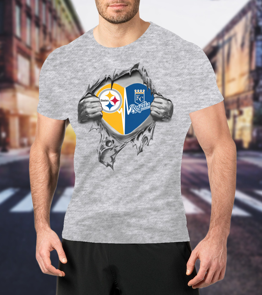 Steelers Royals Heart Split Kansas City Love T-Shirt