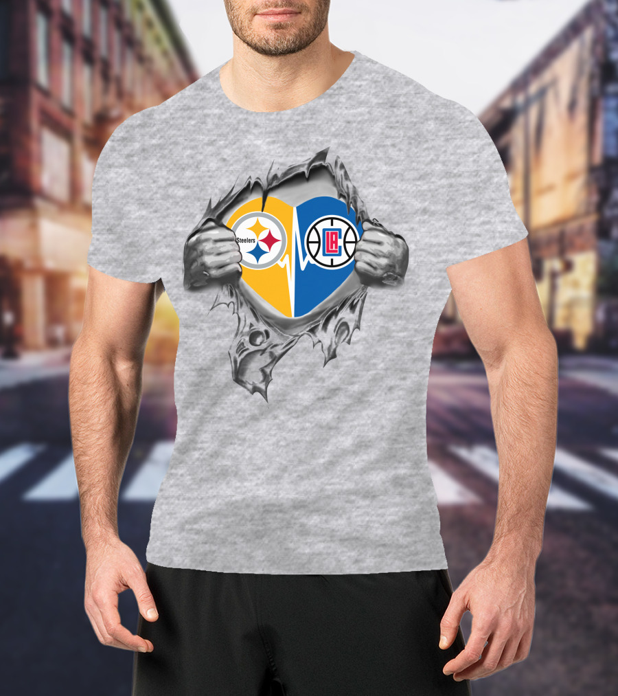 Steelers And La Clippers Heart Steelers La Clippers It's In My Heart T-Shirt