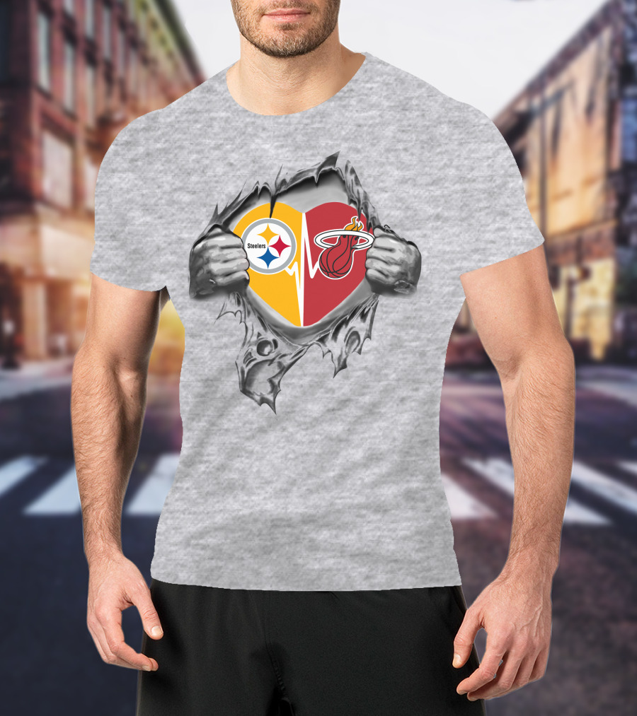 Steelers Miami Heat Heartbeat Passion T-Shirt