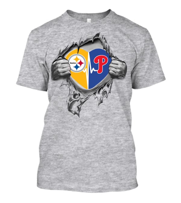 Steelers Philadelphia Phillies Heartbeat Fan Passion T-Shirt