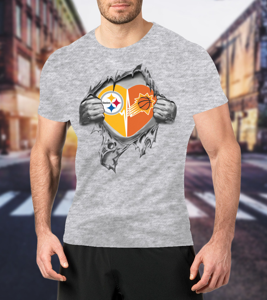 Steelers Phoenix Suns Heart Inside Rip T-Shirt