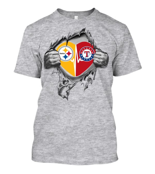 Steelers Texas Rangers Heartbeat Passion Fusion T-Shirt
