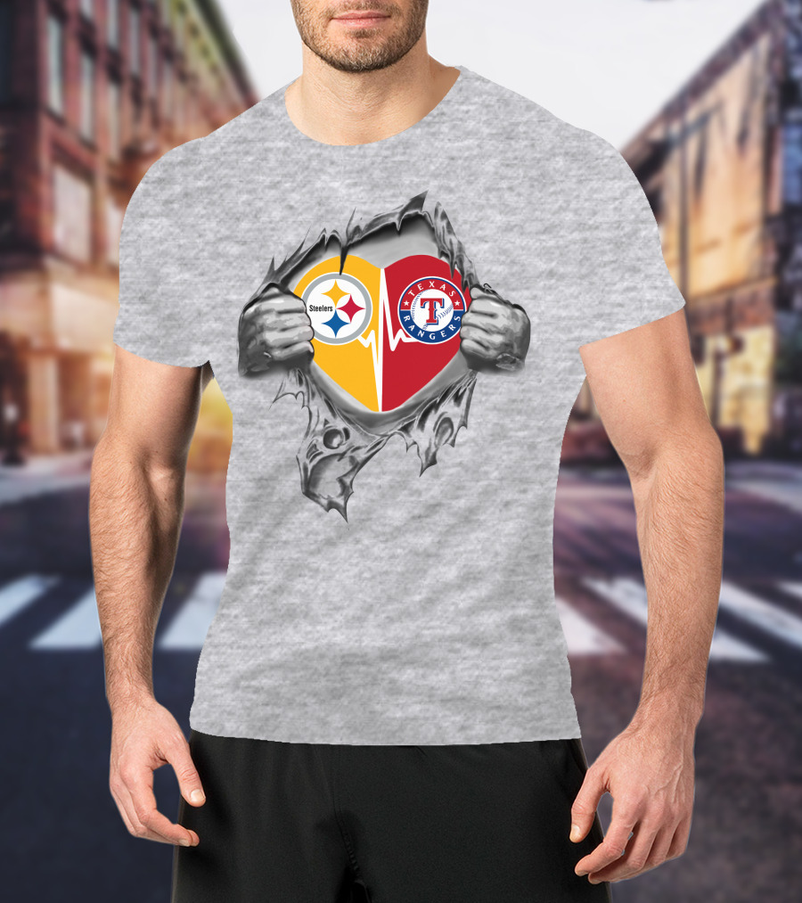 Steelers Texas Rangers Heartbeat Passion Fusion T-Shirt